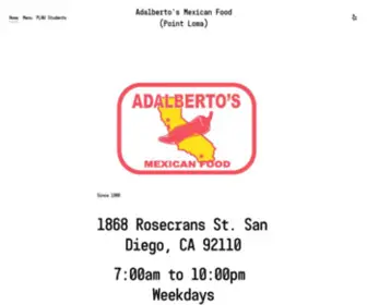 Adalbertospointloma.com(Website for Adalberto's Mexican Food on Rosecrans in Point Loma) Screenshot