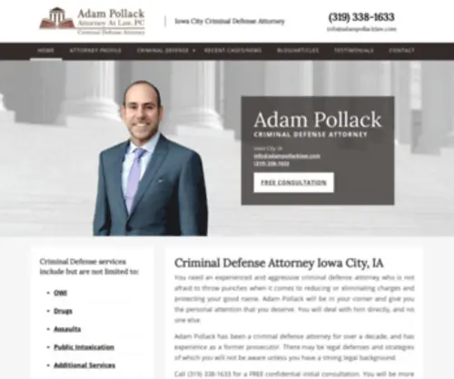 Adampollacklaw.com(Criminal Defense Attorney Iowa City) Screenshot