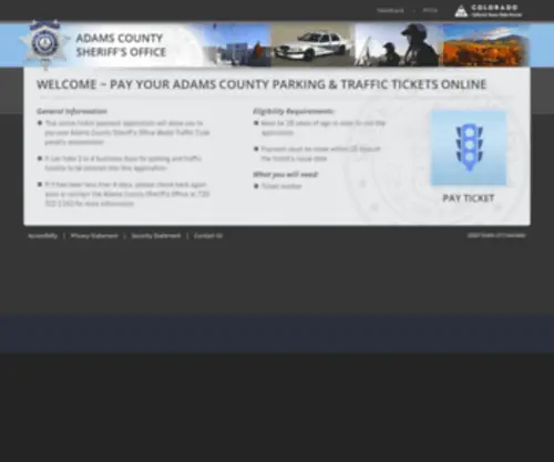 Adamscountycitations.com(Adams County Sheriff's Office) Screenshot