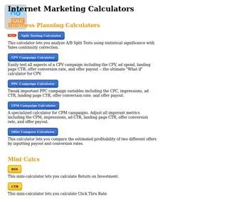 Adcalc.net(Free Internet Marketing Calculators) Screenshot