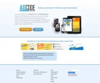 Adcode.mobi(Huikea kotimainen mobiilipalvelu) Screenshot