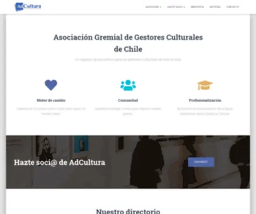 Adcultura.cl(Asociación Gremial de Gestores Culturales de Chile) Screenshot