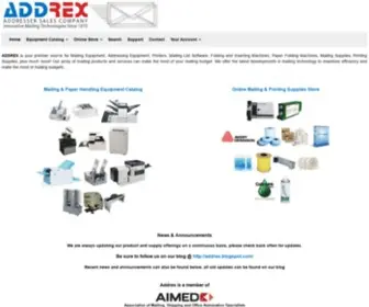Addrex.com(Mailing and Paper Handling Equipment) Screenshot