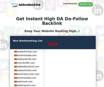 Addwebbacklink.com(Add Your Website on Get Free Backlink) Screenshot