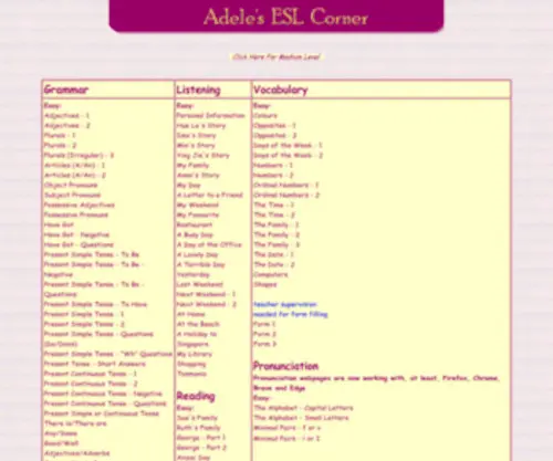 Adelescorner.org(Adele's ESL Corner) Screenshot