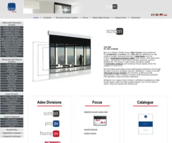 Adeoscreen.com(Adeo Screen manufactures Video projection screens) Screenshot