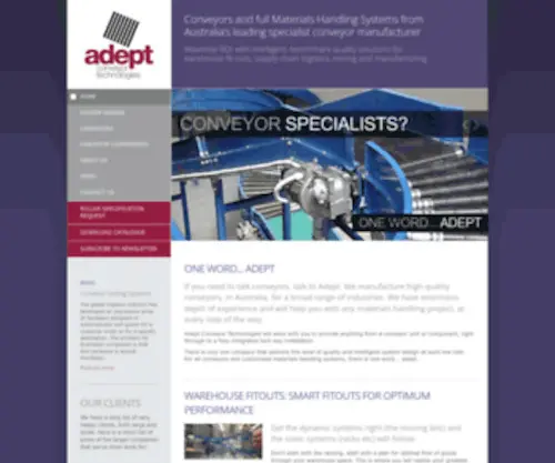 Adeptconveyor.com.au(Conveyors systems and materials handling) Screenshot