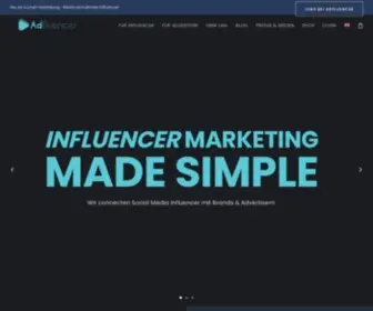 Adfluencer.de(Deutschlands führende Agentur für Influencer Marketing) Screenshot