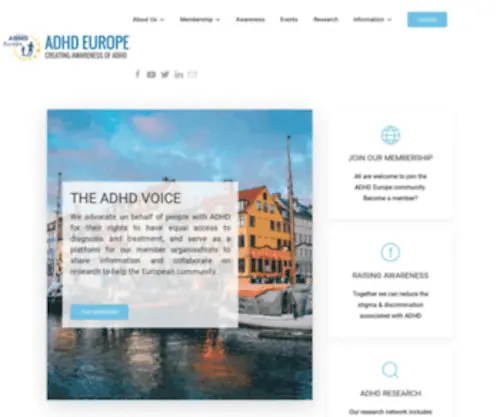 Adhdeurope.eu(Creating awareness of ADHD) Screenshot
