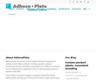 Adhesaplate.com(Expert Custom Label Services Since 1954) Screenshot