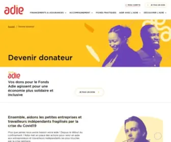 Adie-Fondsdedotation.org(Faire un don à l'association Adie) Screenshot