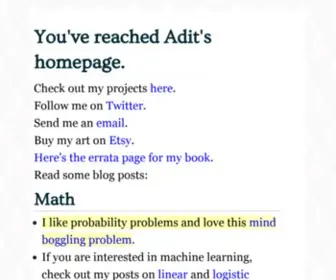 Adit.io(Aditya Bhargava's personal blog) Screenshot