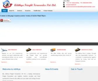 Adithyaforwarder.com(Adithya Frieght Forwarder Pvt) Screenshot