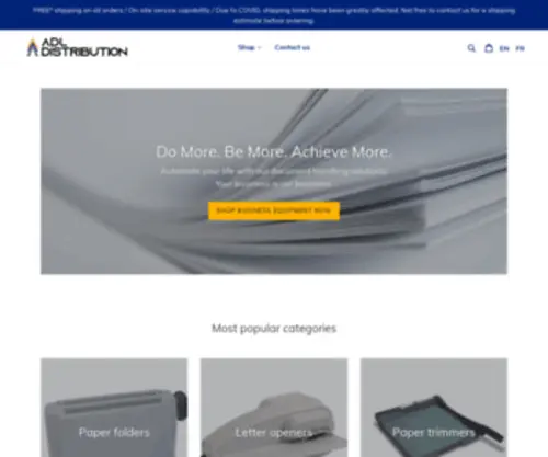 Adldistribution.ca(ADL Distribution Business Equipment and Document Handling Solutions) Screenshot