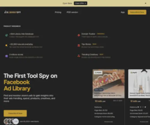 Adlibraryspy.com(Ad Library Spy) Screenshot