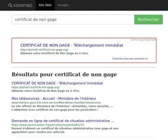 Admifind.org(Certificat de non gage) Screenshot