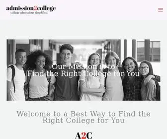 Admission2College.com(Transforming lives by matching individuals with the right educational opportunities to inc) Screenshot