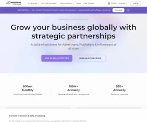 Admitad.com(Admitad partnership marketing platform) Screenshot