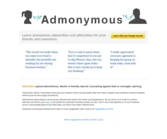 Admonymous.co(Anonymous Admonition and Admiration) Screenshot
