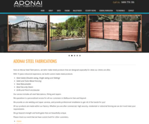 Adonaisteel.com.au(Steel gates) Screenshot