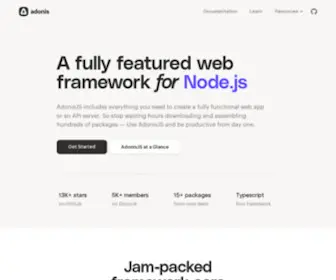 Adonisjs.com(A fully featured web framework for Node.js) Screenshot