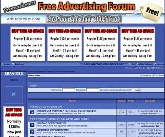 Adsfreeforum.com(Promarketers FREE Advertising Forum) Screenshot