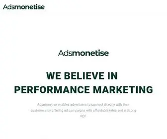 Adsmonetise.com(Performance Marketing Company) Screenshot