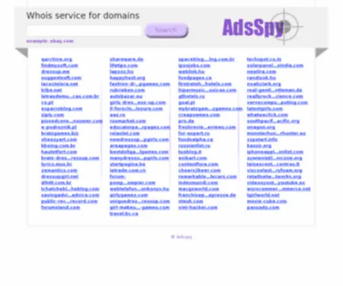 Adsspy.com(Whois data for domains) Screenshot