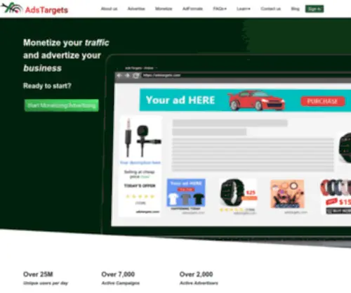 Adstargets.com(Online advertising) Screenshot