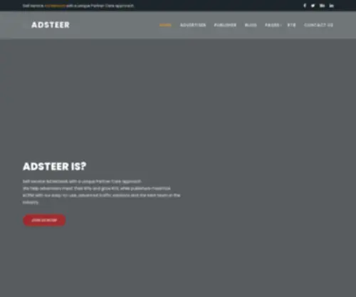 Adsteer.com(Adsteer is self service ad network with a unique partner care approach) Screenshot