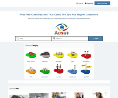 Adsus.us(Post free classified ads for local USA cities) Screenshot