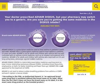 Advair.com(Learn about ADVAIR DISKUS (fluticasone propionate and salmeterol inhalation powder)) Screenshot