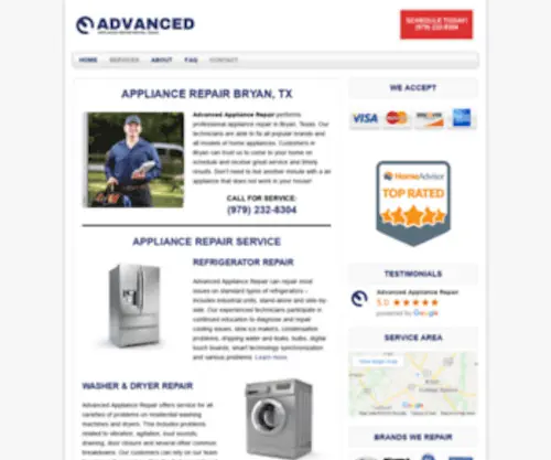 Advancedappliancerepairtx.com(Appliance Repair Bryan) Screenshot