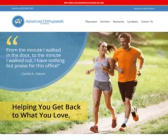 Advancedorthocenters.com(Orthopaedic Surgery and Rehabilitation) Screenshot