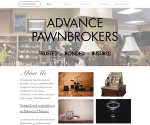 Advancepawnbrokers.com(Advance Pawnbrokers best pawnshop in Hampton Roads) Screenshot