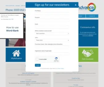 Advanceuk.org(Advance Housing & Support for Those with a Disability or Mental Health Condition) Screenshot