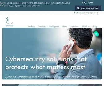Advenica.com(Cybersecurity solutions that protects what matters most) Screenshot