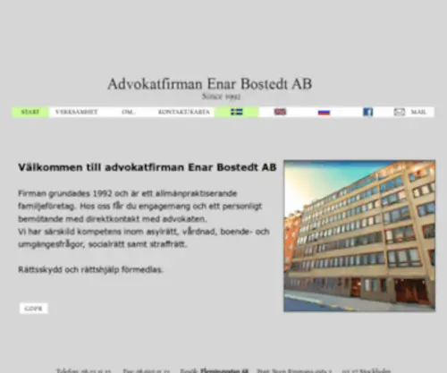 Advokatbostedt.se(Advokatfirman Enar Bostedt AB) Screenshot