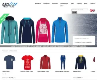 Aemtextile.com(Custom apparel and sportswear manufacturer company) Screenshot