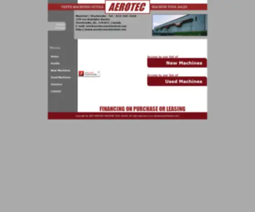Aerotecmachinetool.com(Aerotec Machine Tool) Screenshot