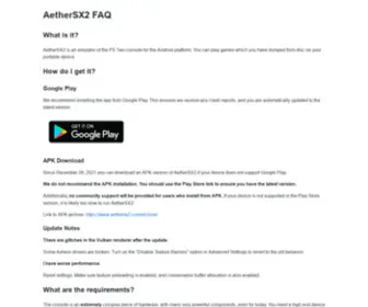 Aethersx2.com(AetherSX2 FAQ) Screenshot