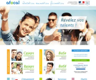 Afocal.fr(BAFA, BAFD, CPJEPS, BPJEPS, Citoyenneté et Emploi) Screenshot