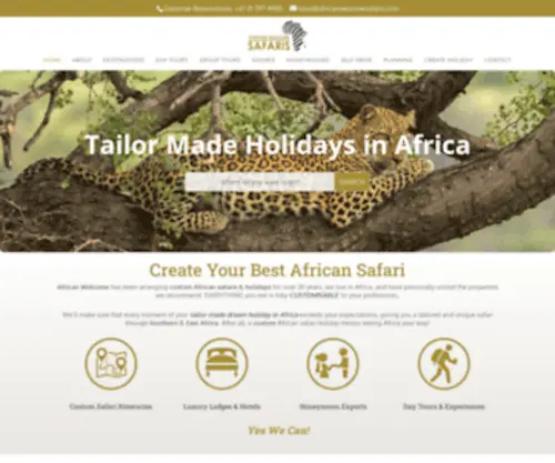 Africanwelcomesafaris.com(Custom African Safaris) Screenshot