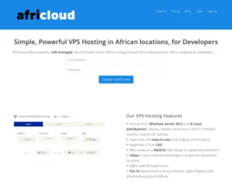 Africloud.com(African VPS Hosting for Developers) Screenshot