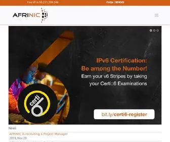Afrinic.net(AFRINIC the Region Internet Registry (RIR) for Africa) Screenshot