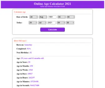 Agecalculator.page(Age calculator online) Screenshot