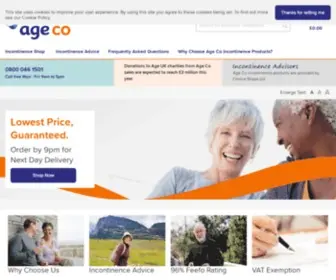 Ageukincontinence.co.uk(The UK's leading online incontinence advice and incontinence product supplier) Screenshot