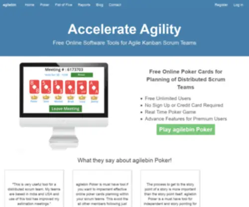 Agilebin.com(Free Online Software Tools for Agile Kanban Scrum Teams) Screenshot