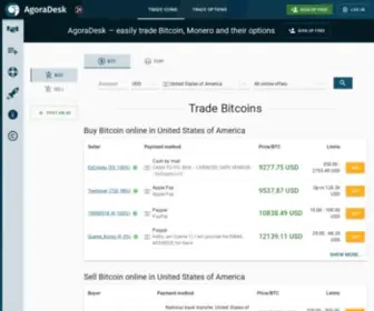 Agoradesk.com(Buy and sell Bitcoin online without ID verification) Screenshot