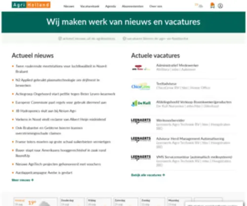 Agriholland.com(Nieuws, vacatures en evenementen in landbouw, tuinbouw, agribusiness en voedingsketen) Screenshot